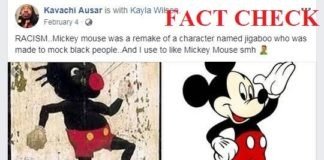 comparing micky mouse with racist caricature