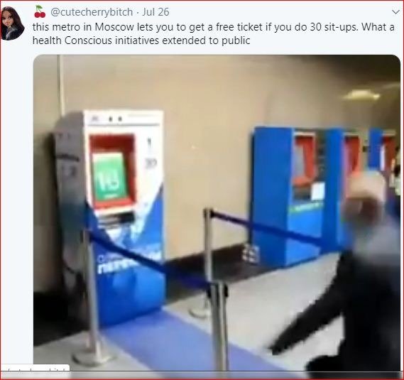 ticket vending machine with squatting sensor at Vystavochnaya metro station, russia ( screen shot)