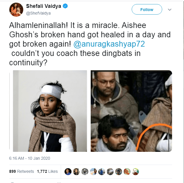 शेफाली वैद्या की पोस्ट का स्क्रीन शॉट