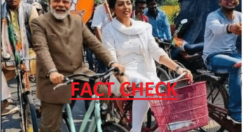 पीएम मोदी की पामेला गोस्वामी के साथ साइकिल चलाने की तस्वीर फोटोशॉप की गई है-FACT CHECK